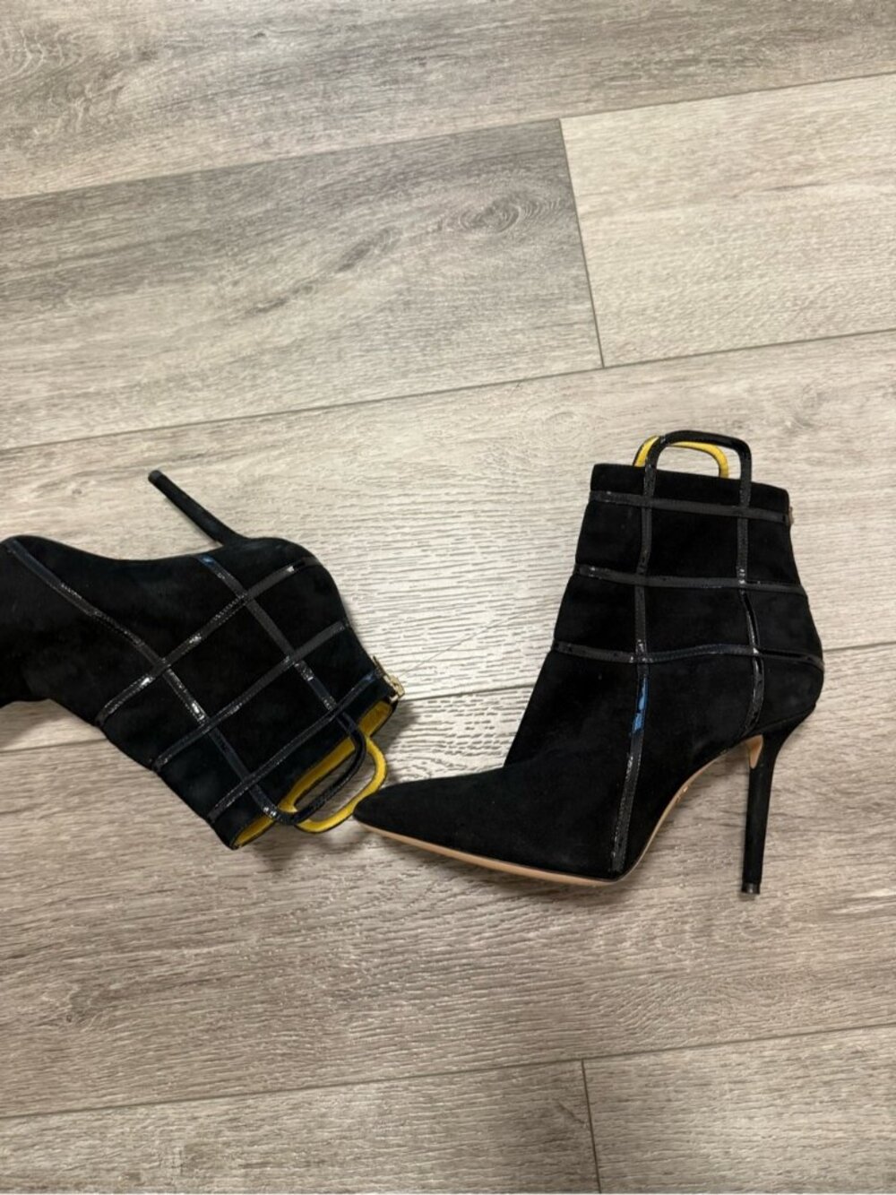 Charlotte Olympia Suede Boots black Lucinda pointed toe heeled boots size 36 - Picture 10 of 11
